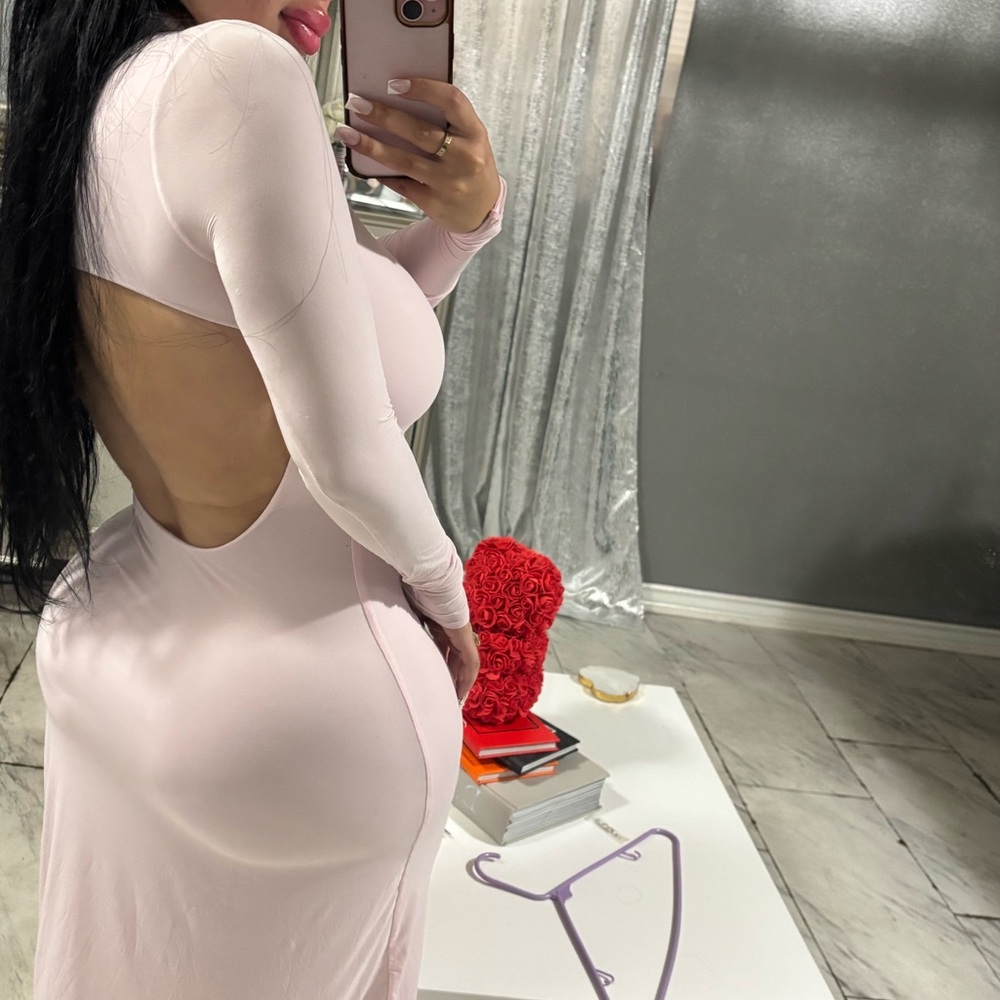 Naked Wardrobe Light Pink Long Sleeve Dress